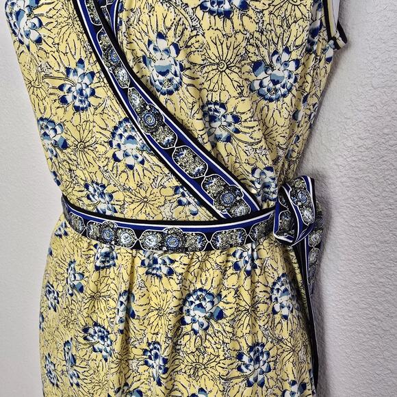 Max Studio Women Yellow Floral Casual Wrap Dress S 4 Way Stretch Sleeveless - Picture 4 of 8